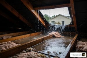 Berryville emergency roof leak active water intrusion attic