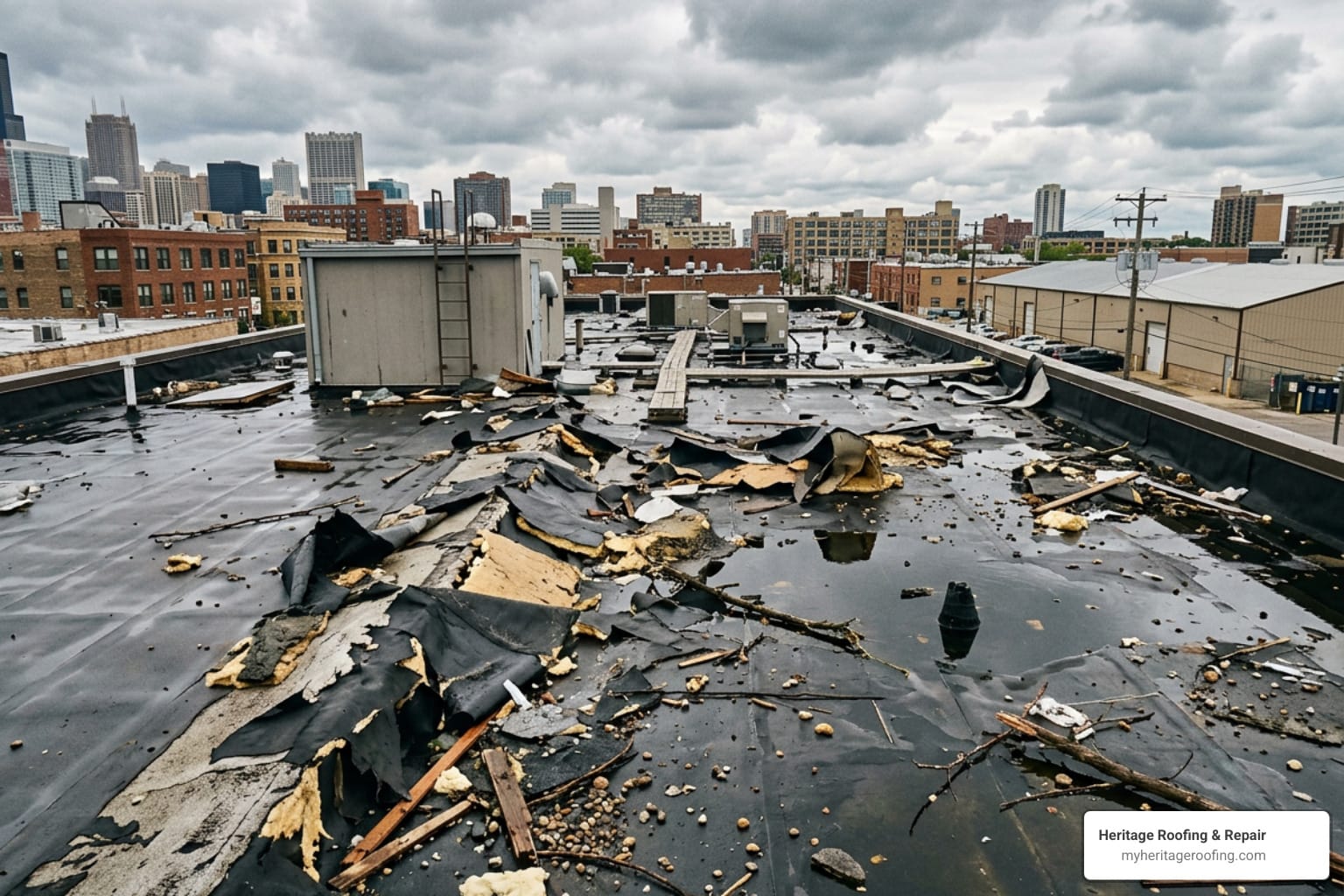 commercial roof storm damage emergency repair